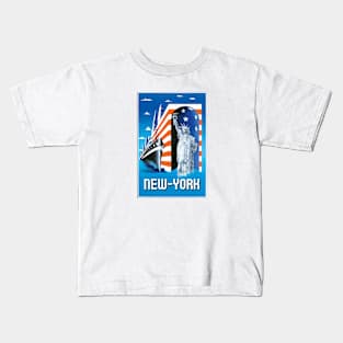 New York City Statue Of Liberty Ship Vintage Kids T-Shirt